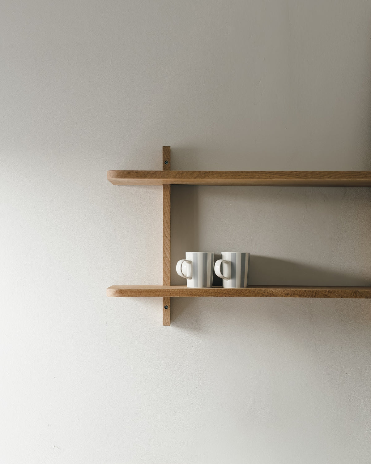Solid Oak Wall-Mounted Shelving Rounded