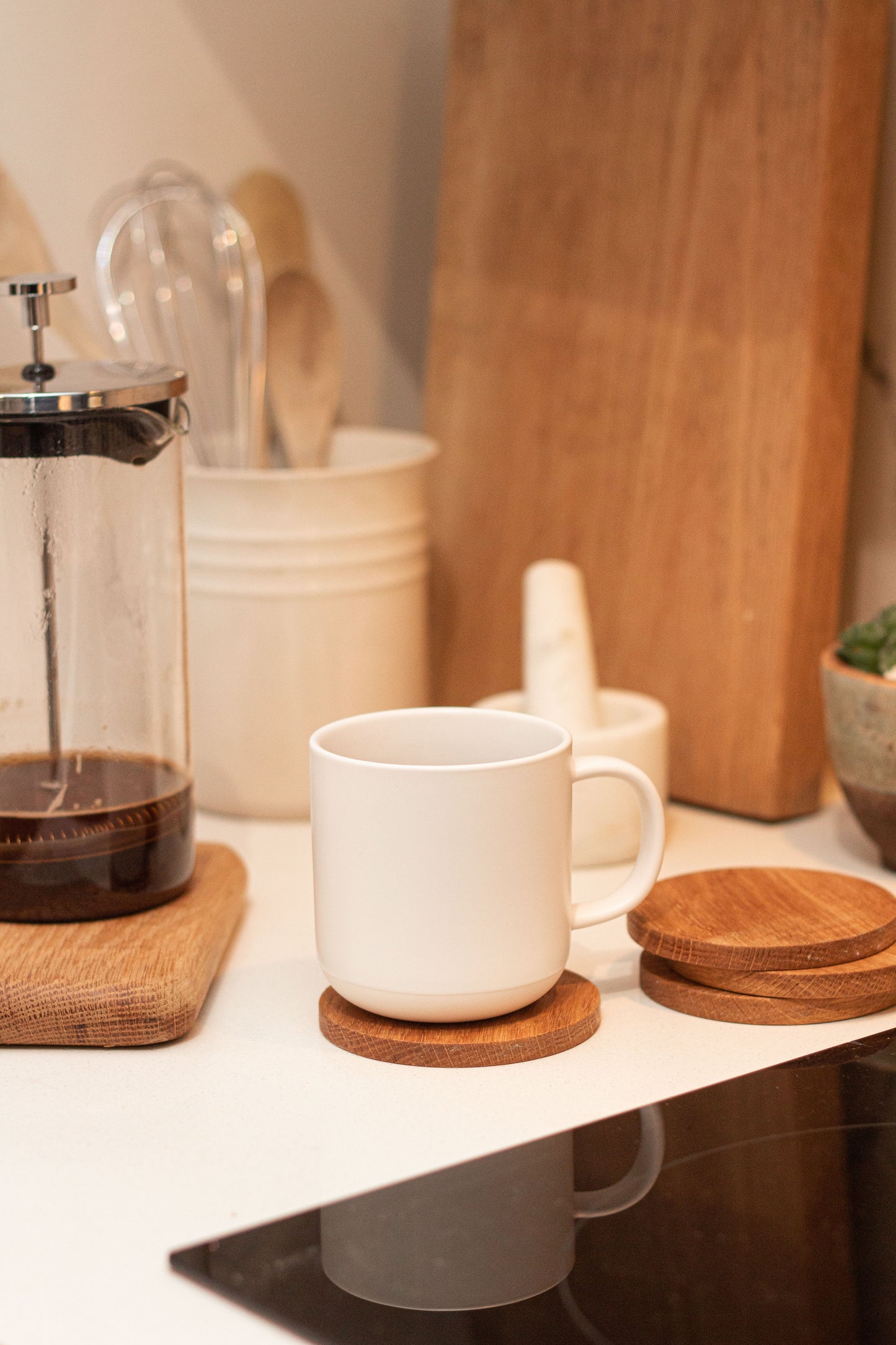 Round oak coasters